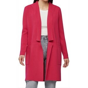 SOIA & KYO Benela Long Knit Coatigan Hibiscus Pink Open Cardigan Women's XS $295